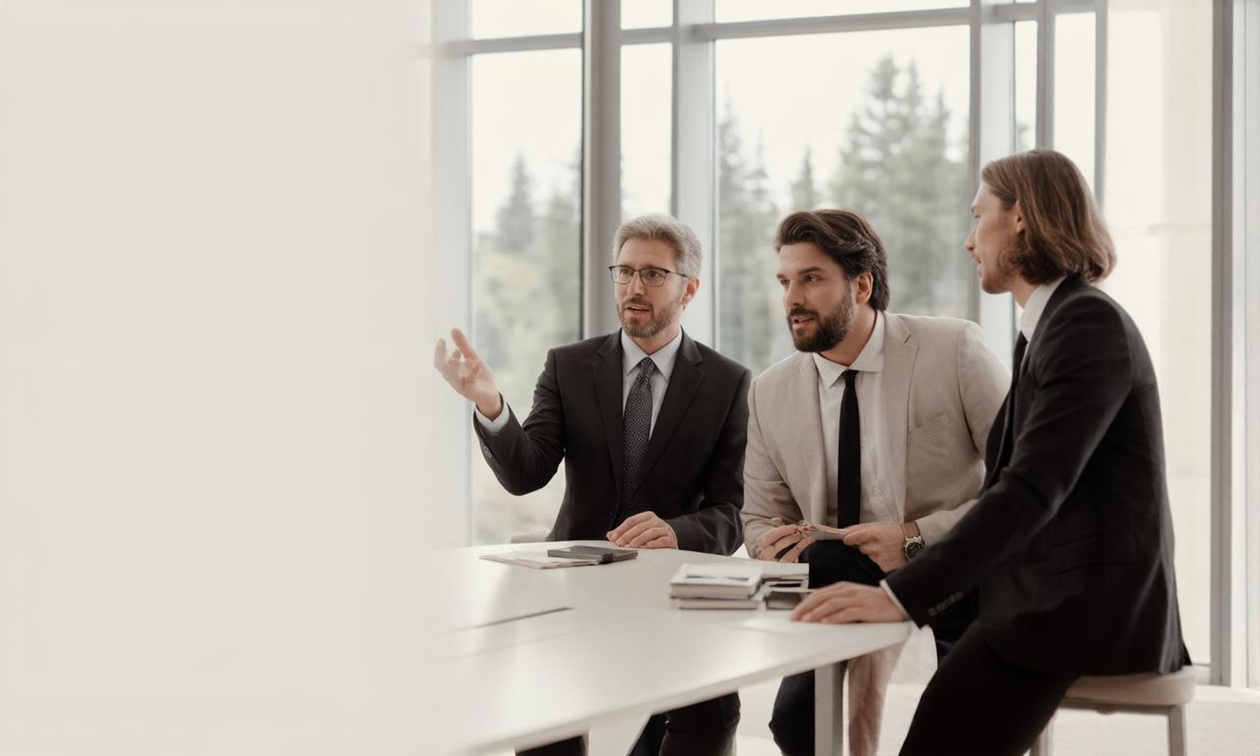 A small business team in an active discussion