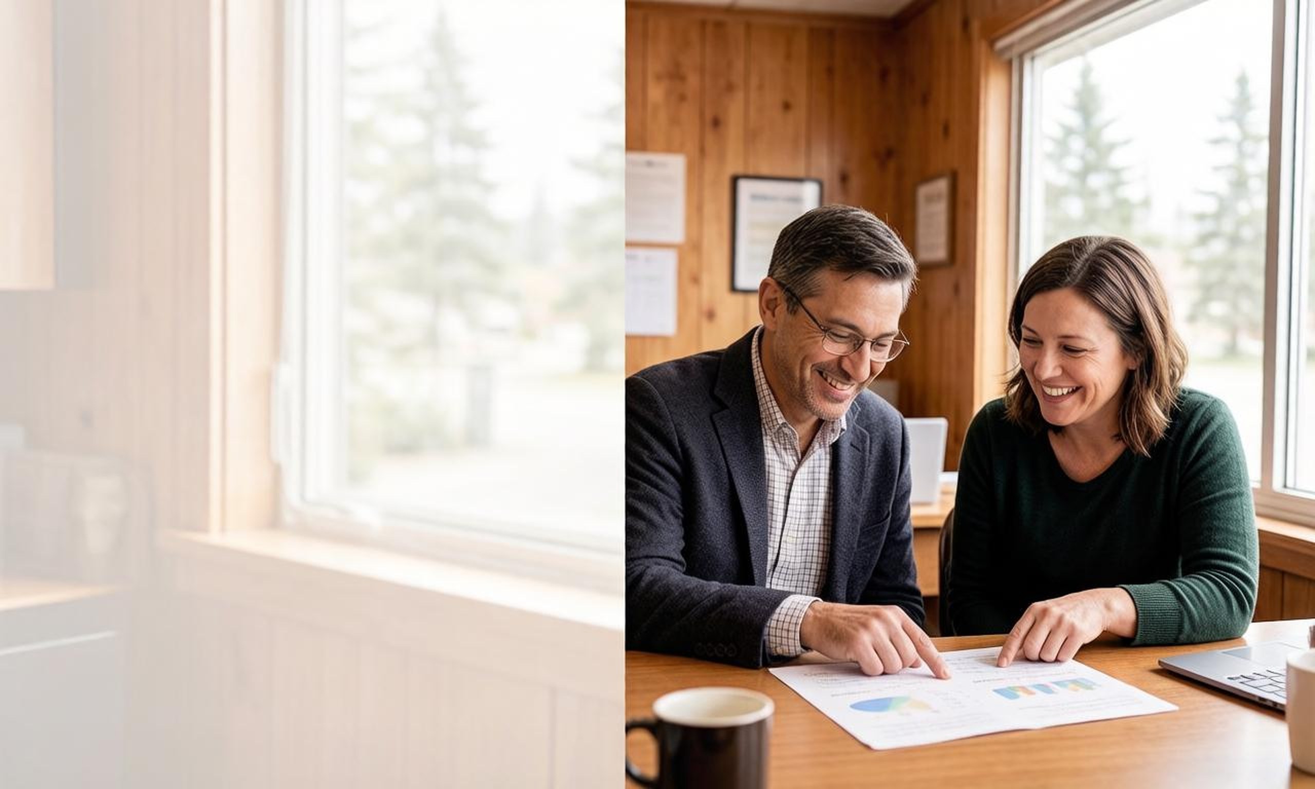 A CenseoAI consultant reviewing a process diagnosis report with a Northern Michigan business owner